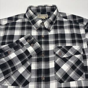Duluth Trading Co. Large Black White Plaid Long Sleeve Flannel Shirt